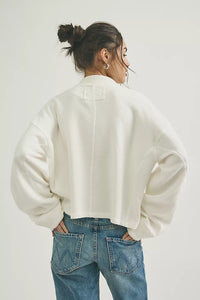 Free People Celeste Quarter Zip in Clean Ivory