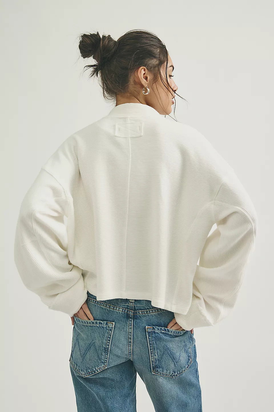 Free People Celeste Quarter Zip in Clean Ivory