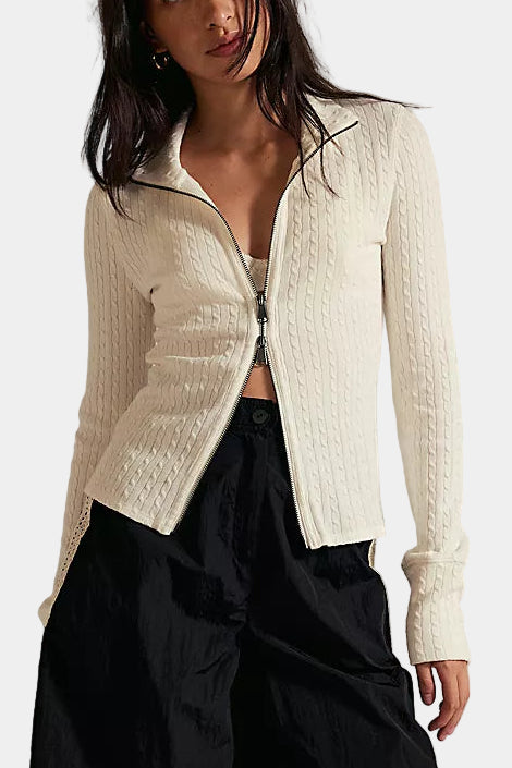 Free People Brunch Girl Zip Up Sweater