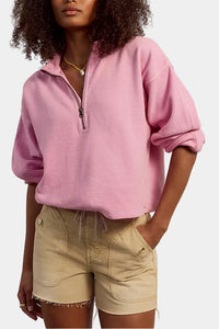 Free People Celeste Quarter Zip in Hummingbird Pink
