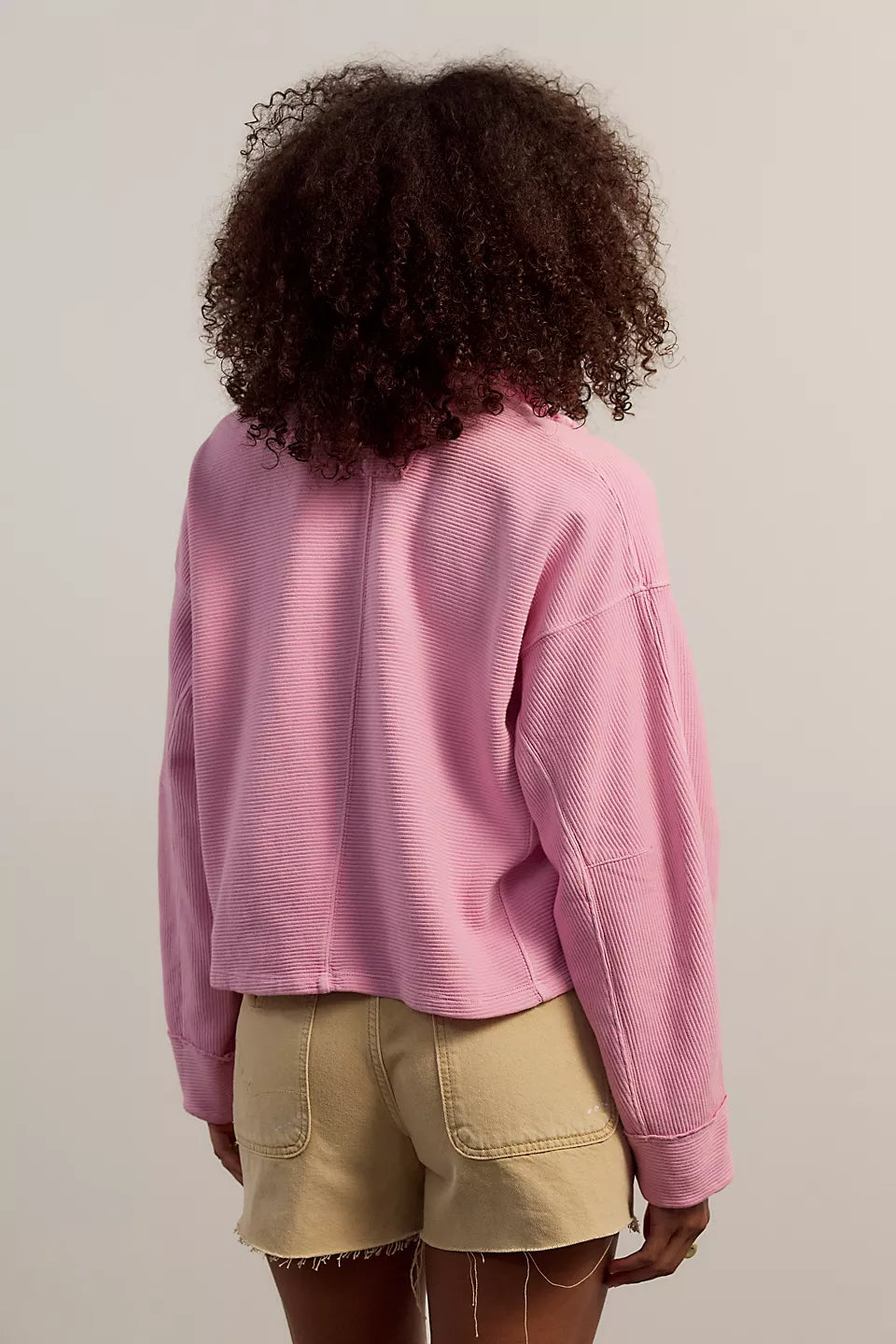 Free People Celeste Quarter Zip in Hummingbird Pink