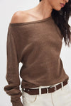 Free People Jess Long Sleeve Top in Coco Brown Heather