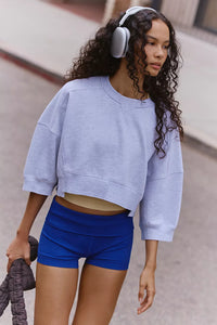 FP Movement Short Sleeve Intercept Pullover in White Heather Grey