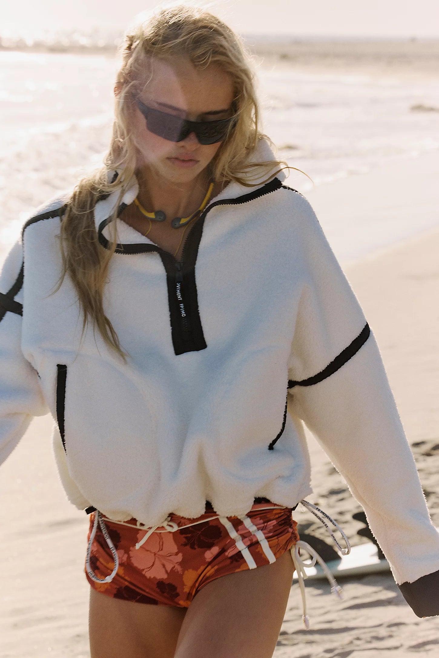 FP Movement Mountain High Half-Zip Fleece in White Combo