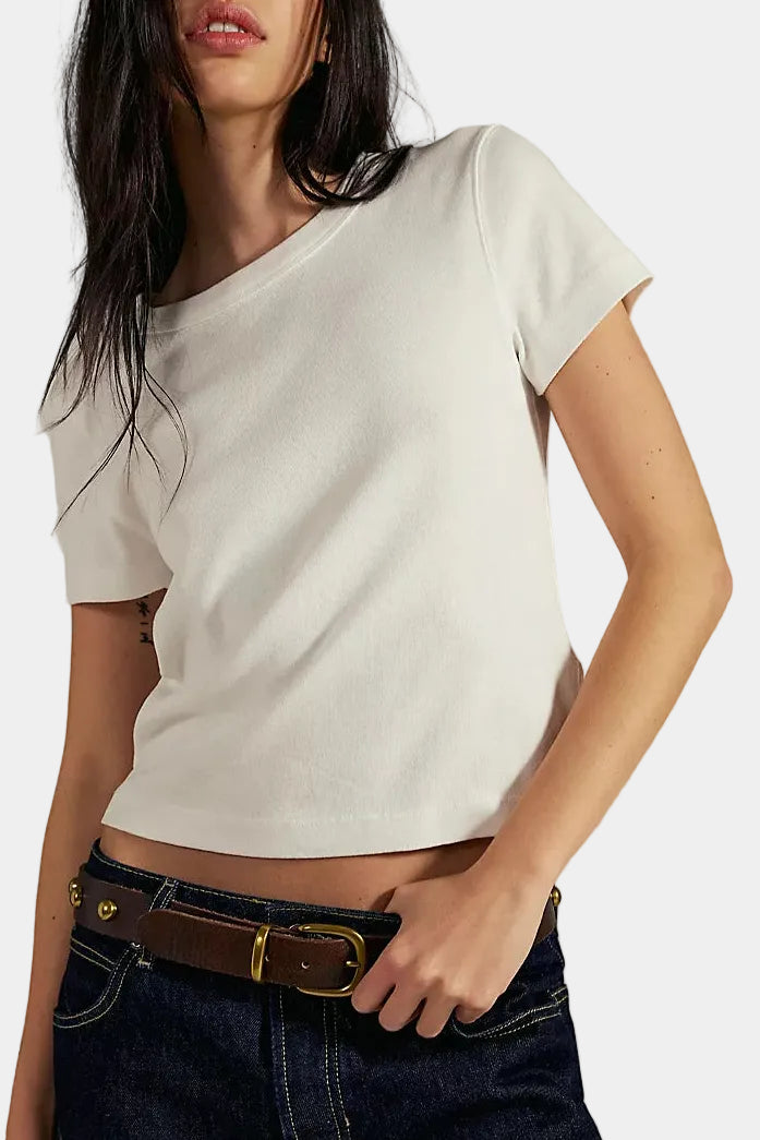 Free People Atlas Crew Tee in Clean Ivory
