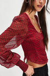 Free People Dottie Printed Long Sleeve Knit Top