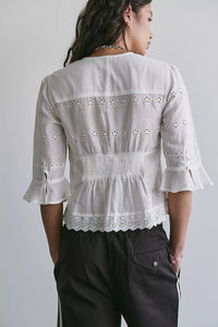 Free People Salone Eyelet Top in Clean Ivory
