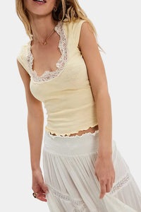 Free People Oh My Darling Tee in Butter