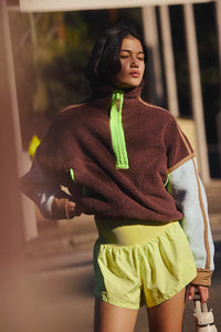 FP Movement Mountain High Colorblock Half Zip Fleece in Cocoa Sky Combo