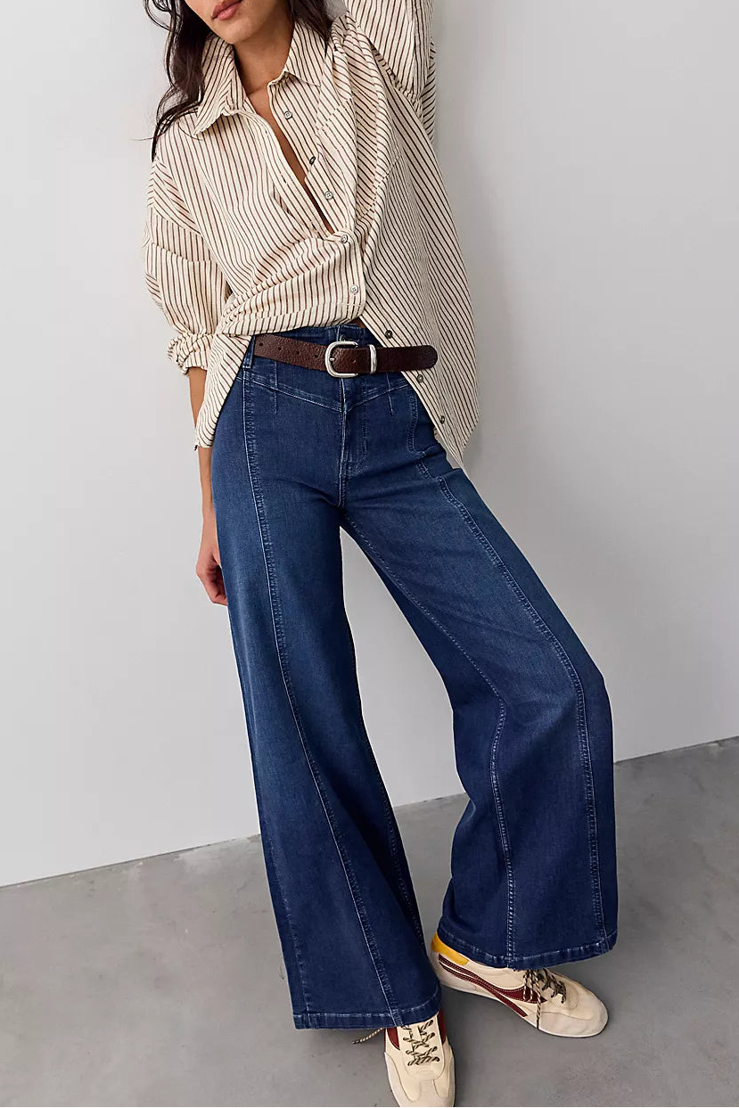Free People Libre Wide Leg Jeans in Lock And Key