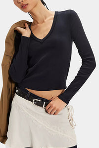 Free People Neria Long Sleeve Top in Black