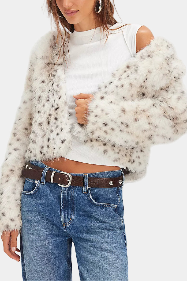 Free People Louder Please Hooded Faux Fur Jacket
