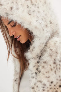 Free People Louder Please Hooded Faux Fur Jacket