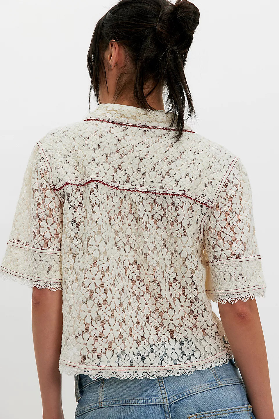 Free People Mannie Lace Button Down Top