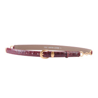 Jamie Skinny Croc Belt with Gold Side Hardware