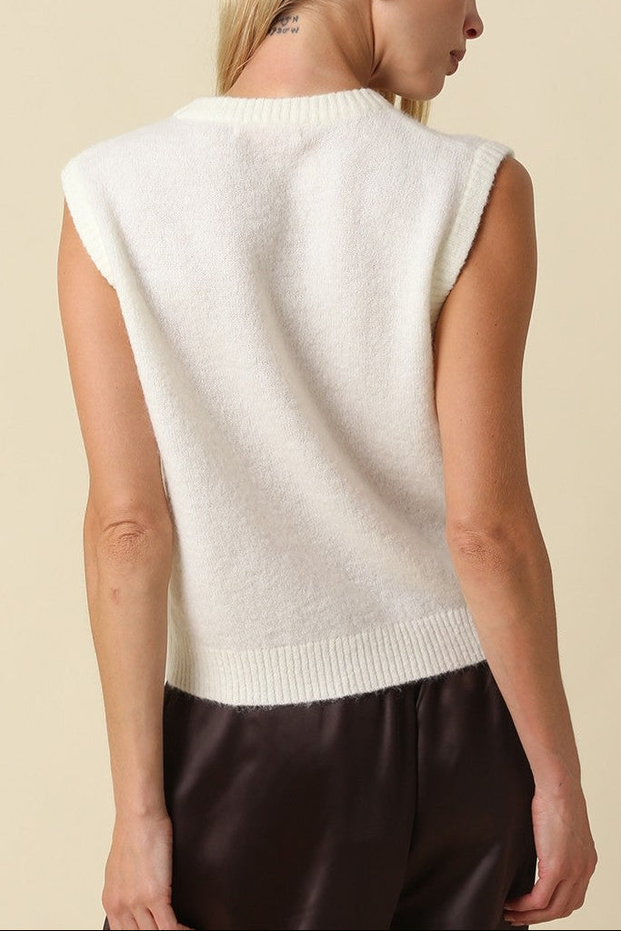 Ashton Sweater Vest in Cream