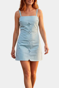Gia Eyelet Stripe Mini Dress in Baby Blue