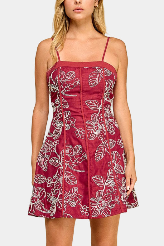 Birdie Embroidery Mini Dress