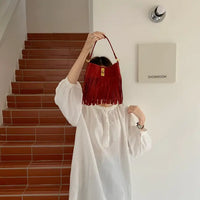 Bria Suede-Like Microfiber Leather Crossbody Bucket Bag
