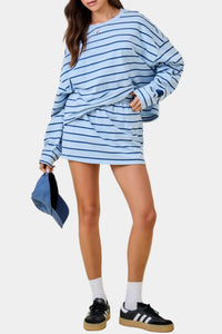 Mary Striped Sweatshirt and Mini Skort Set