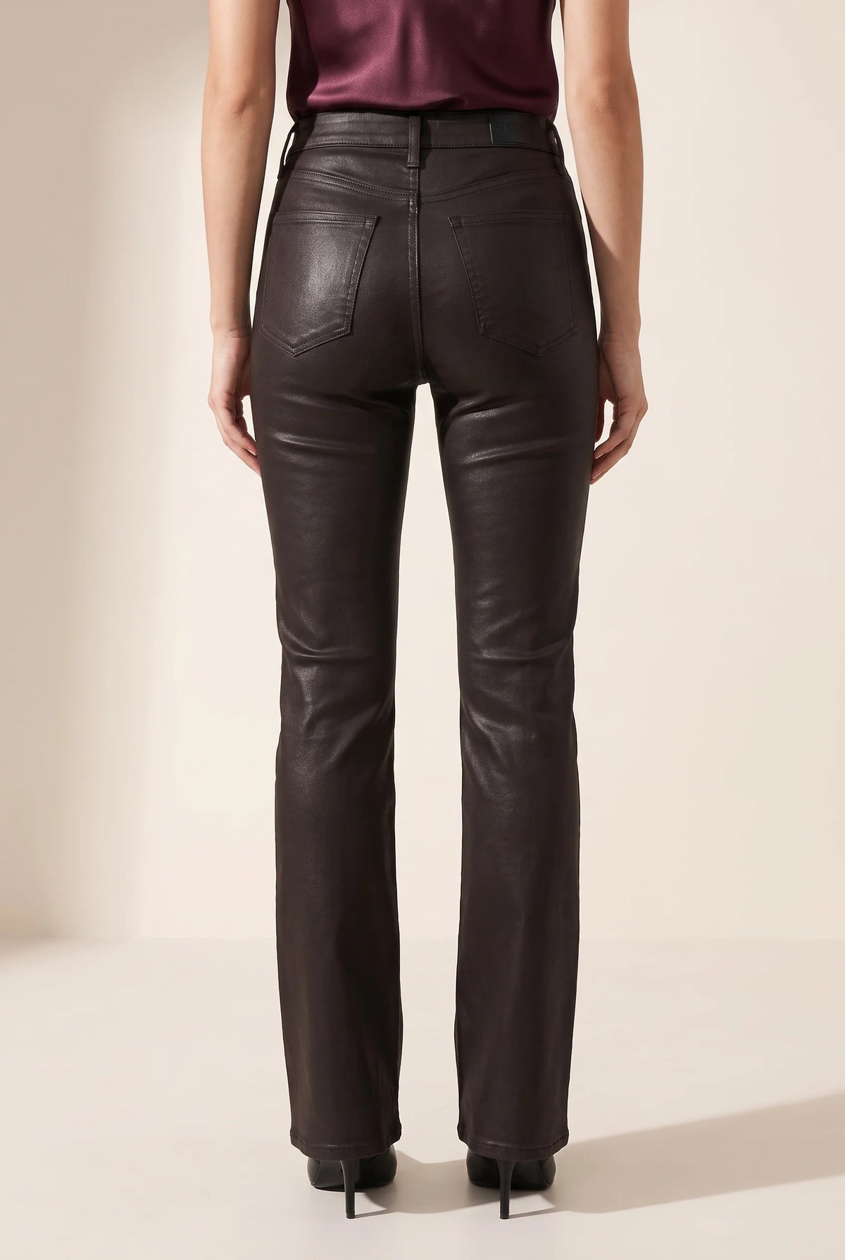 Pistola Evie High Rise Slim Boot Pants in Coated Mocha