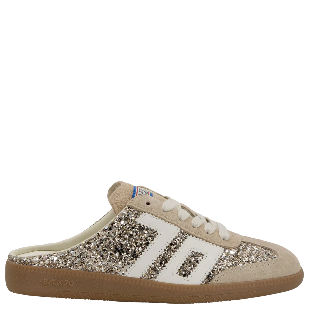 BACK 70 Easter Backless Sneaker in Glitter Gold