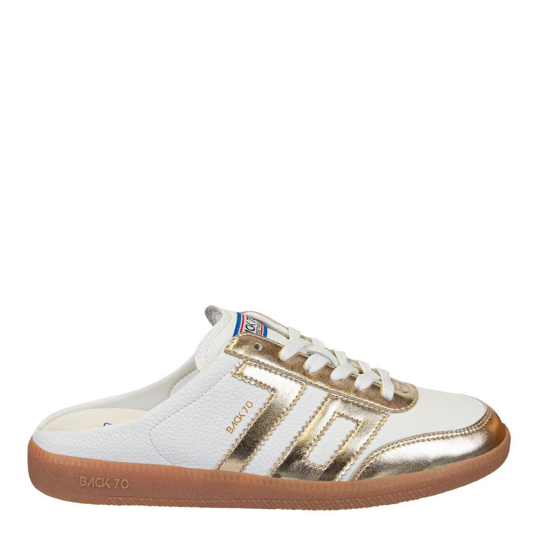 BACK 70 Easter Backless Sneaker in Metallic Gold