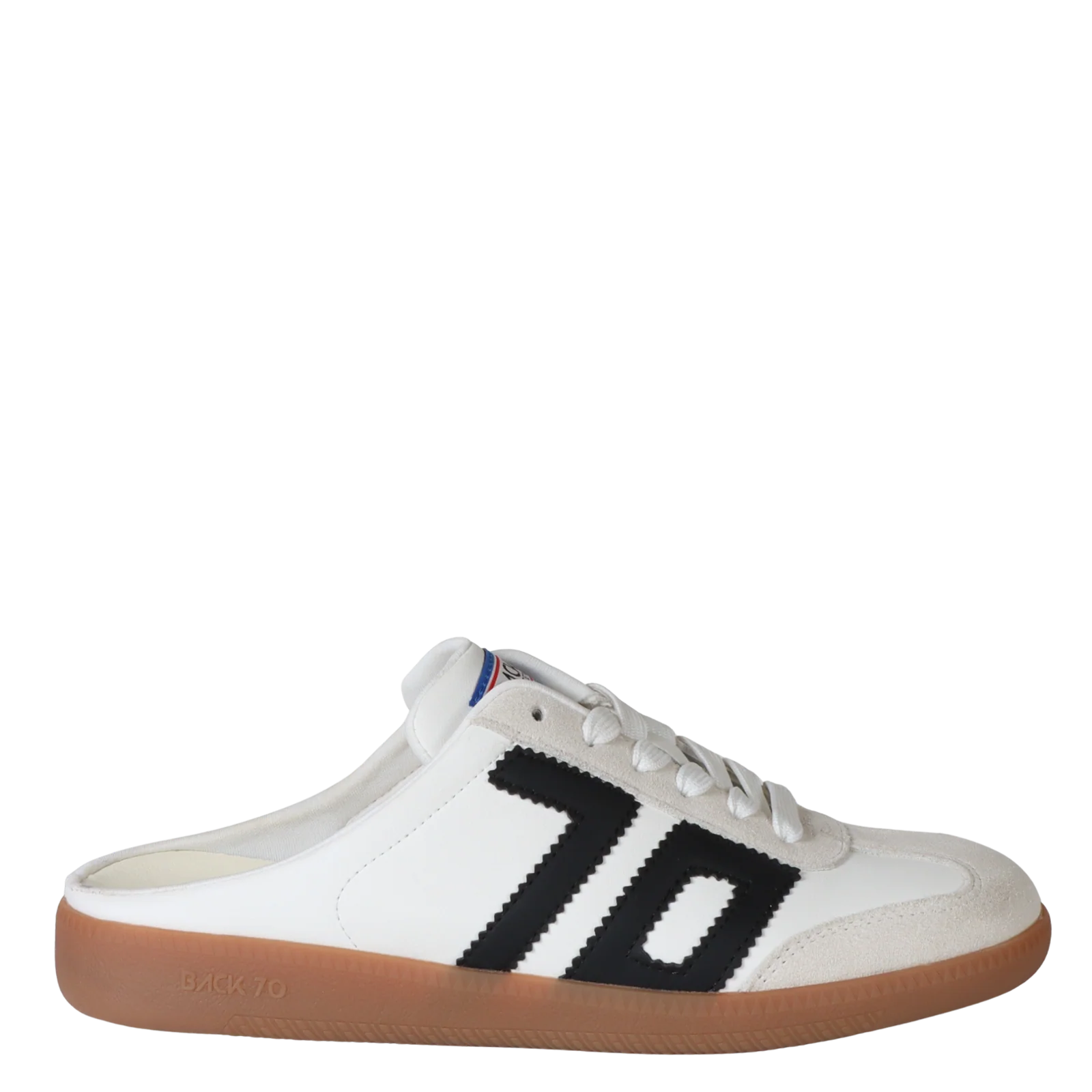 BACK 70 Easter Backless Sneaker in White Black