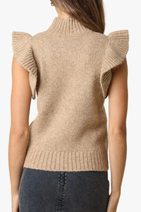 Lana Ruffle Sleeve Sweater in Mocha