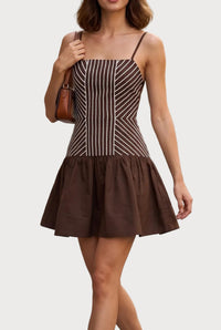 Lizzy Stripe Embroidered Mini Dress