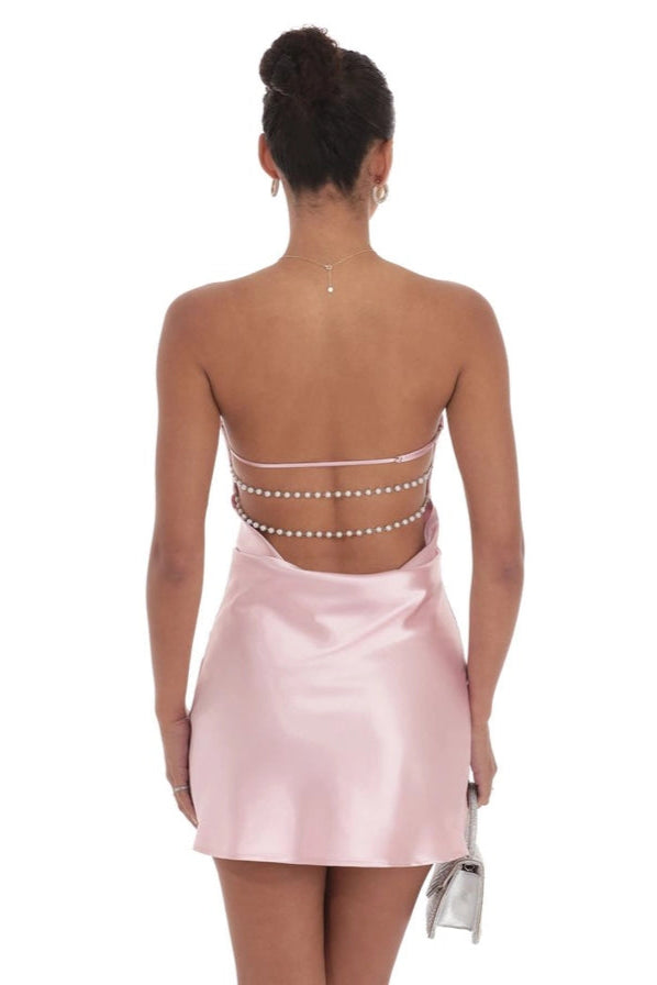 Stratton Satin Pearl Mini Dress