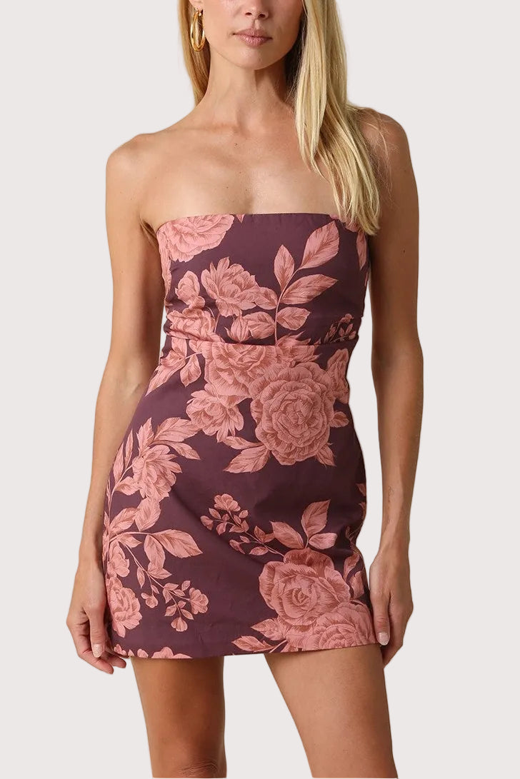 Reiss Floral Strapless Mini Dress