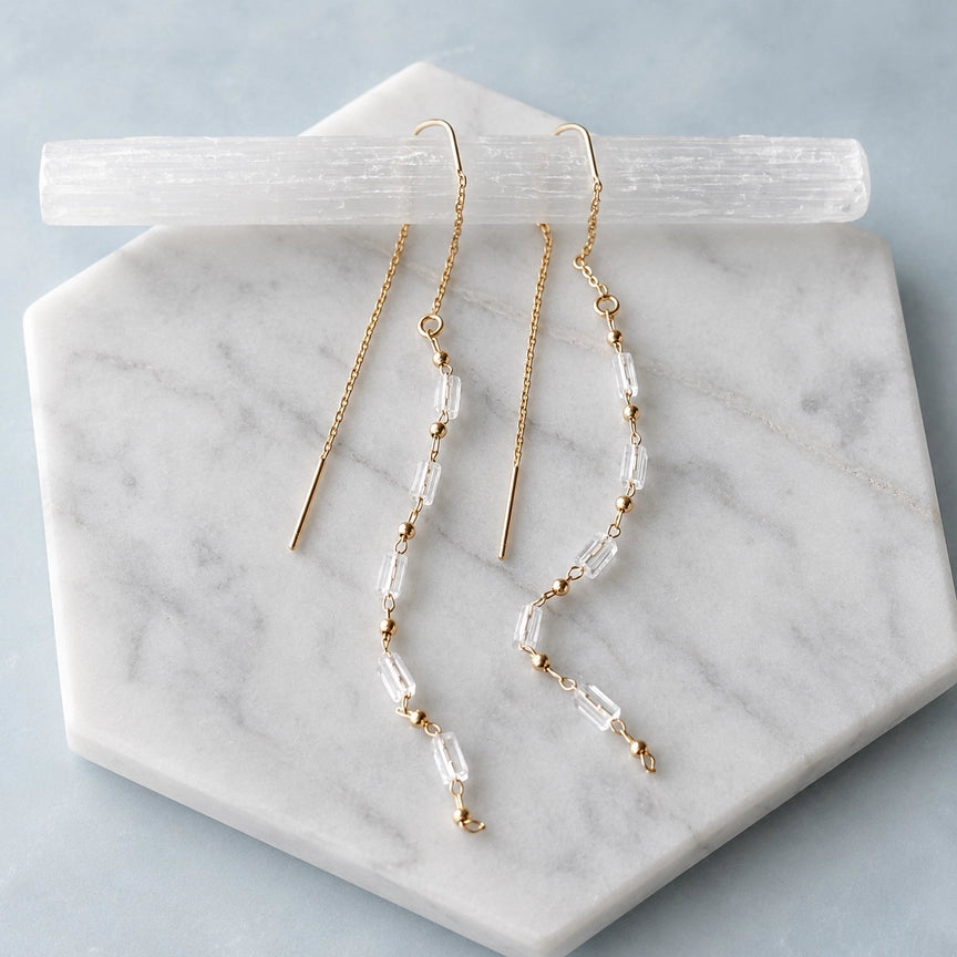 Mesa Blue Beaded Threader Earrings
