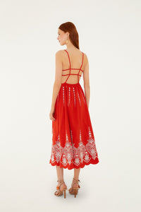 Farm Rio Heart Richelieu Sleeveless Midi Dress