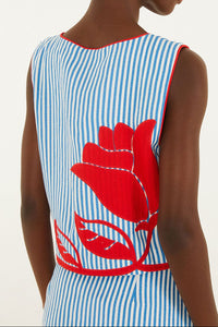 Farm Rio Sky Stripes Blue Sleeveless Crop Top