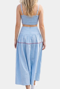 Posie Contrast Stitch Top & Midi Skirt Set