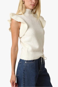 Lana Ruffle Sleeve Sweater in Cream