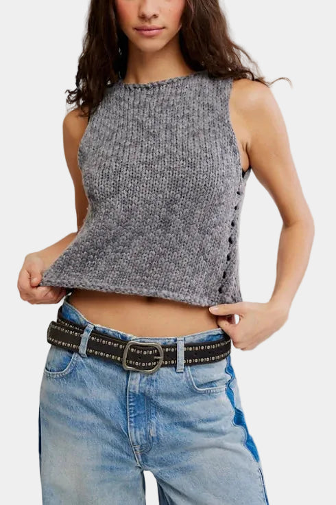 Free People Opal Knit Tank in Steel Grey