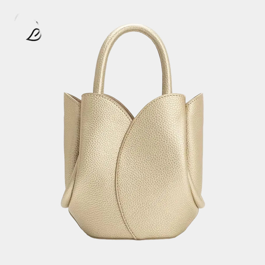 Melie Bianco Tulip Mini Metallic Gold Leather Handle Bag