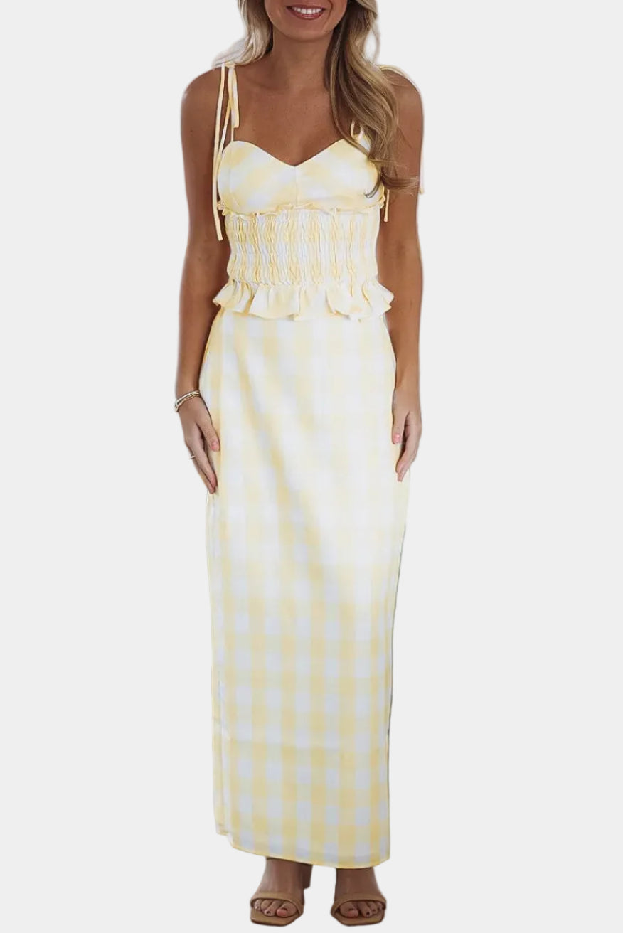 Jennifer Gingham Top & Midi Skirt Set