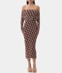 AFRM Cornelia Midi Dress in Chocolate Halo Dot