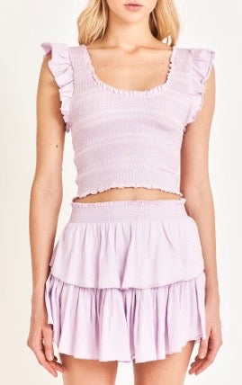 Love Shack Fancy Dovi Top & Ruffle Mini Skirt Set