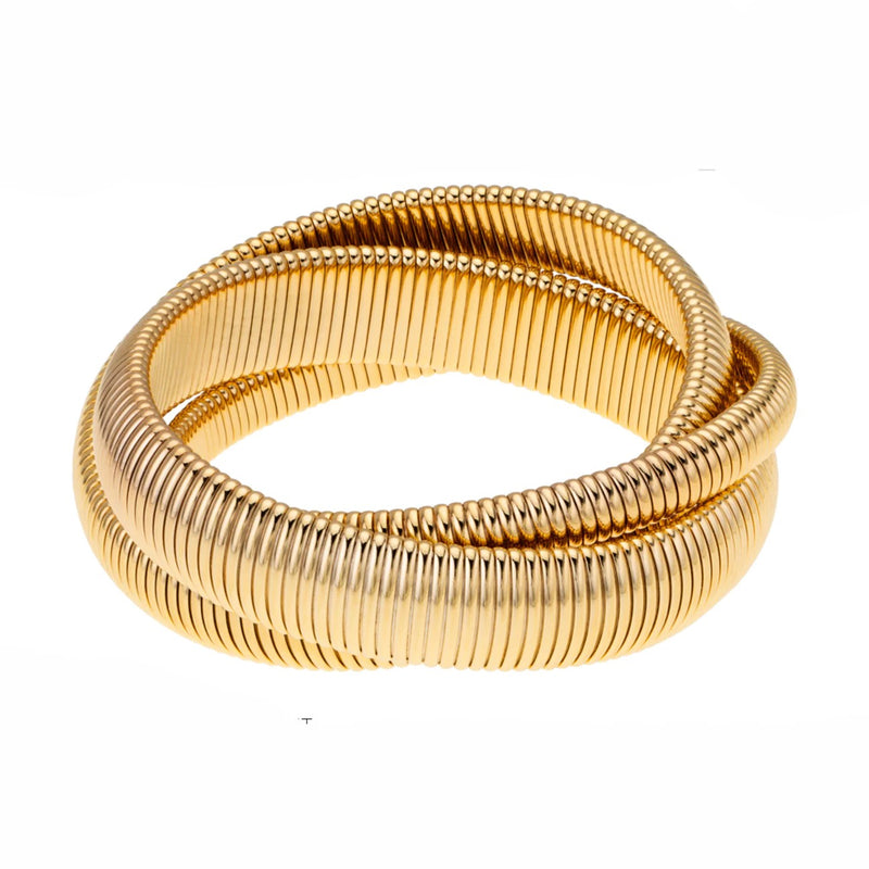 Janis Savitt High Polished Triple Cobra Bracelet in Gold