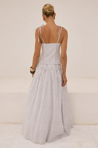 Runaway The Label Maree Shirred Drop Waist Maxi Skirt in Drea White