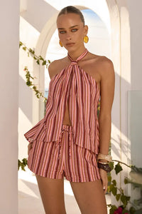 Runaway The Label Koah Knotted Front Split Top