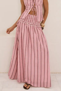 Runaway The Label Maree Shirred Drop Waist Maxi Skirt in Katalia Pink