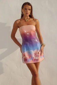 Runaway The Label Ibiza Strapless Sequin Mini Dress in Nadia Pink Ombre