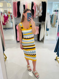 French Connection Nellis Striped Crochet Dress