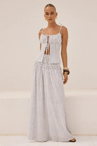 Runaway The Label Maree Shirred Drop Waist Maxi Skirt in Drea White