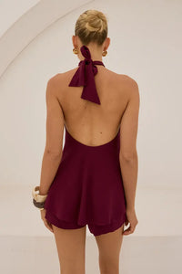 Runaway The Label Koah Knotted Front Split Top & Shorts Set